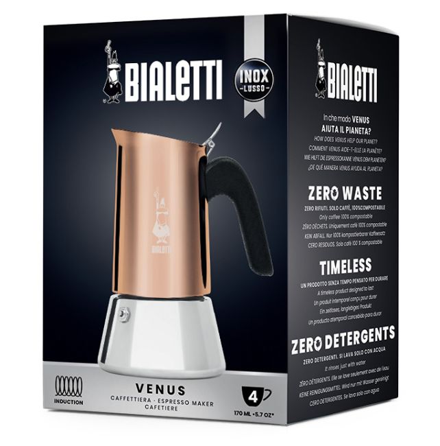 Bialetti Venus kupfer, Edelstahl Espressokocher 6 Tassen 2. Wahl (Kratzer)